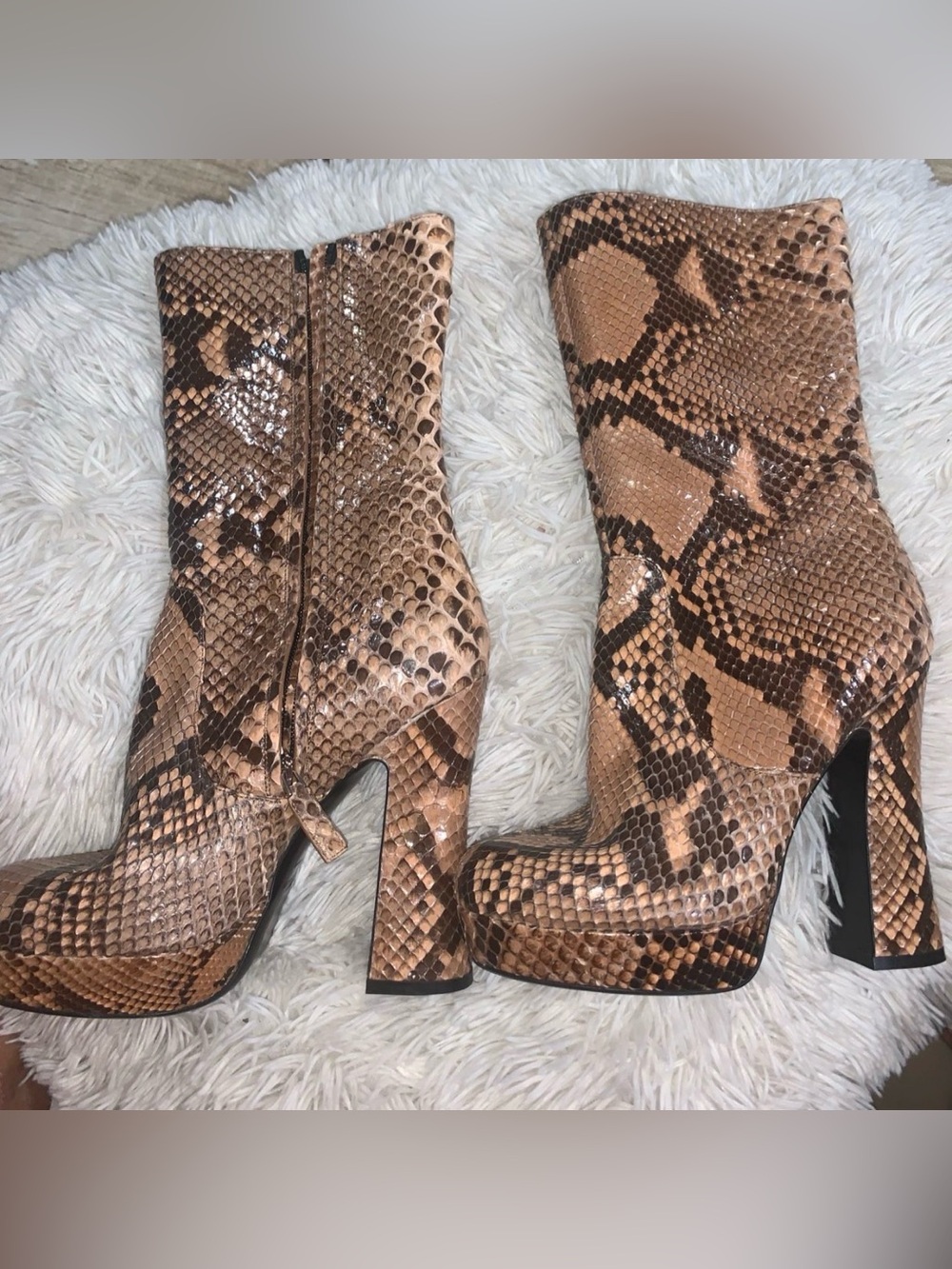 Michael Kors Emmy runway collection genuine python platform Boots 38 1 1/2